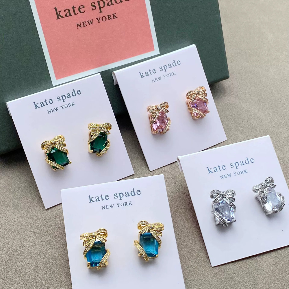 kate spade Bow Shaped Rectangular CZ Stud Earrings